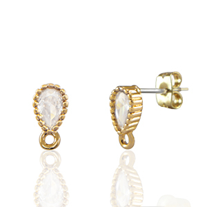 Ohrringe / Ohrstecker aus Kristallglas mit &Ouml;se Tropfen Crystal-gold