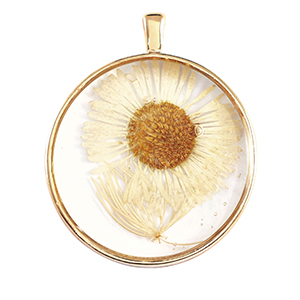 Anh&auml;nger mit getrockneter Blume Gold-beige