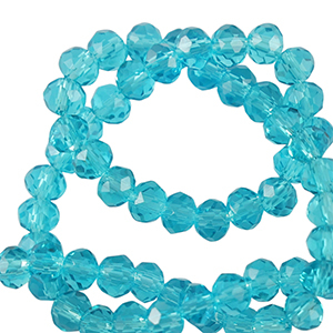 Top Glas Facett Perlen 6x4mm rondellen Azure turquoise blue