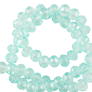 Top Glas Facett Perlen 6x4mm rondellen Light turquoise blue