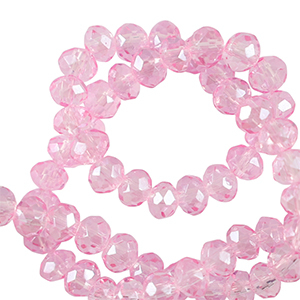 Top Glas Facett Perlen 6x4mm rondellen Azalea pink