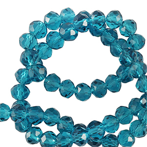 Top Glas Facett Perlen 4x3mm rondellen Teal blue