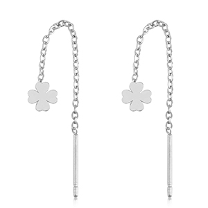 Ohrringe aus Stainless Steel - Rostfreiem Stahl Gl&uuml;cksklee Silver
