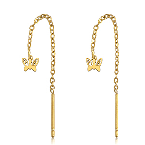 Ohrringe aus Stainless Steel - Rostfreiem Stahl Butterfly Gold