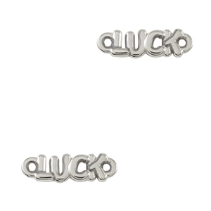 Metall Anh&auml;nger DQ Zwischenst&uuml;ck "LUCK" Antik silber (Nickelfrei)