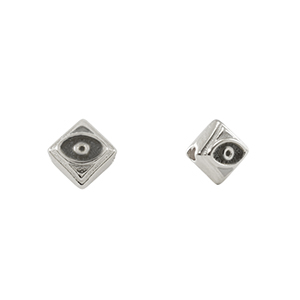Metall Perlen DQ Rhombus mit Auge Antik silber (Nickelfrei)