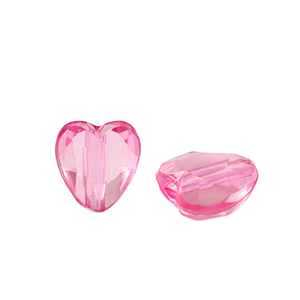 Acryl Perlen Herz Magenta pink transparent