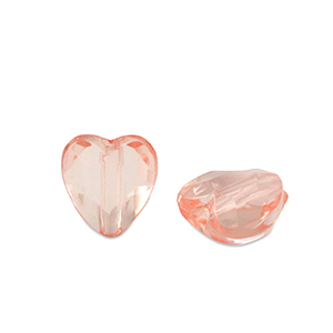 Acryl Perlen Herz Salmon pink transparent