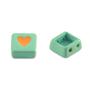 Tile beads Viereck Turquoise-orange