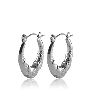 Ohrringe aus Stainless Steel - Rostfreiem Stahl Creolen Oval Silver