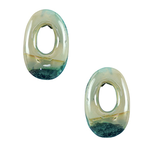 DQ Griechische Keramik Perlen Oval Mint green-turquoise