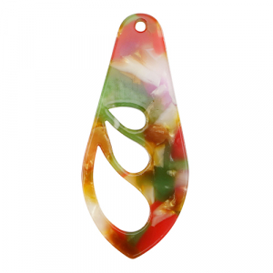 Resin Anh&auml;nger Fl&uuml;gel Multicolor pink-green