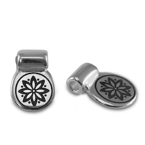 Metall Schieber DQ Blume Antik silber (Nickelfrei)