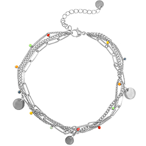 Fusskettchen aus Stainless Steel - Rostfreiem Stahl Coins Silver-multicolour