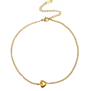 Fusskettchen aus Stainless Steel - Rostfreiem Stahl Herz Gold