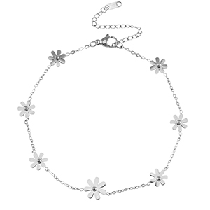 Fusskettchen aus Stainless Steel - Rostfreiem Stahl Blume Silver