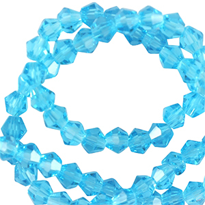 Glas Top Facett Perlen Bicone 6mm Azure turquoise blue