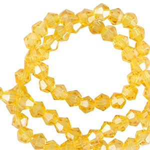 Glas Top Facett Perlen Bicone 6mm Freesia yellow