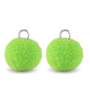 Pompom Anh&auml;nger mit &Ouml;se 10mm Silver-vibrant green