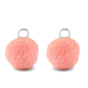 Pompom Anh&auml;nger mit &Ouml;se 10mm Silver-pink