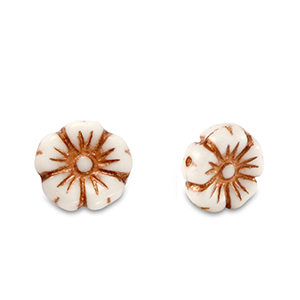B&ouml;hmische Perlen Blume 7mm Copper brown metallic-white
