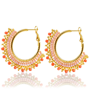 Ohrringe aus Stainless Steel - Rostfreiem Stahl Perlen Orange-gold