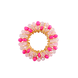 Stainless Steel - Rostfrei Stahl Anh&auml;nger Facett 24mm Pink-gold