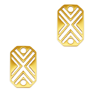 Stainless Steel - Rostfrei Stahl Anh&auml;nger Zwischenst&uuml;ck Achteck X Gold