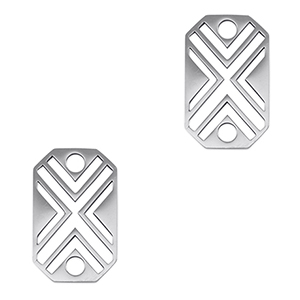 Stainless Steel - Rostfrei Stahl Anh&auml;nger Zwischenst&uuml;ck Achteck X Silver