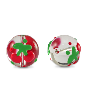Handbemalt Glasperlen Kirschen Transparent-red green