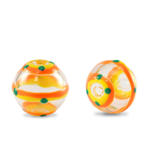 Handbemalt Glasperlen 14mm Transparent-yellow orange