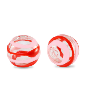 Handbemalt Glasperlen 14mm Transparent-red pink