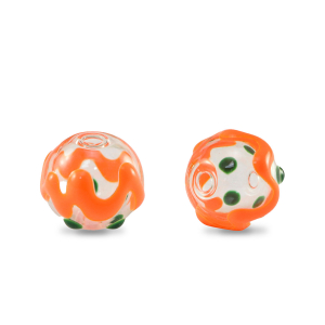 Handbemalt Glasperlen 8mm Transparent-green orange