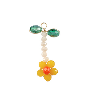 Top Facett Perlen Anh&auml;nger Blume Gold-green yellow