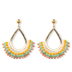 Top Facett Perlen Ohrringe Tropfen Gold-multicolour
