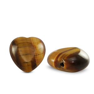 Naturstein Perlen Tigerauge Herz Golden brown