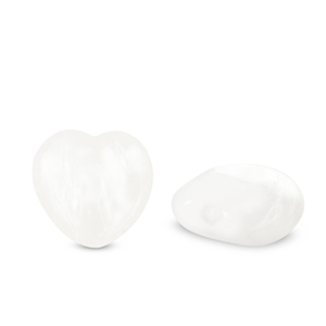 Naturstein Perlen Milchquarz Herz White crystal