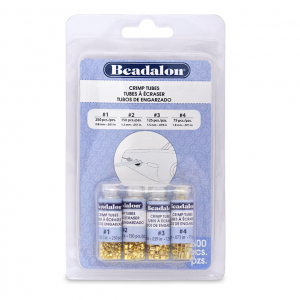 Beadalon Quetschperlen Tubes Pack (0.8mm, 1.3mm, 1.5mm, 1.8mm) Gold