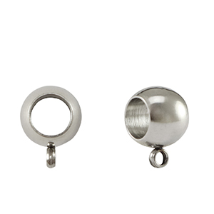 Stainless Steel - Rostfreiem Stahl Schmuckzubeh&ouml;r Perle mit &Ouml;se 8x5mm Silber