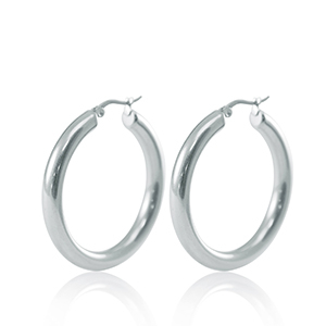 Ohrringe aus Stainless Steel - Rostfreiem Stahl Creolen 40mm Silber