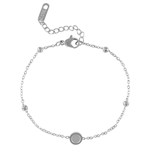 Geburtssteine Armband mit Fassung f&uuml;r SS16 Flatback aus Stainless Steel Silver