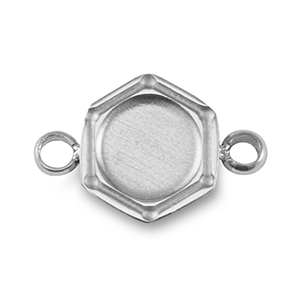 Geburtssteine Anh&auml;nger mit Fassung f&uuml;r SS16 Flatback aus Stainless Steel Silver
