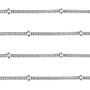 Stainless Steel - Rostfrei Stahl Schmuckzubeh&ouml;r Gliederkette Kugeln Silber