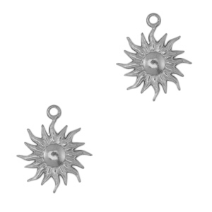Stainless Steel - Rostfrei Stahl Anh&auml;nger Sonne Antik silber