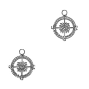Stainless Steel - Rostfrei Stahl Anh&auml;nger Kompas Antik silber