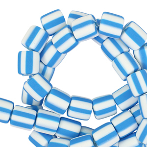 Polymer Perlen 6mm White-azure blue