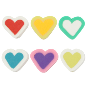 Polymer Perlen Herz Multicolour