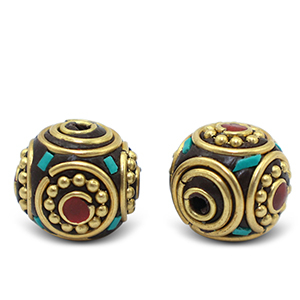 Bohemian-Perlen Turquoise-red antique gold
