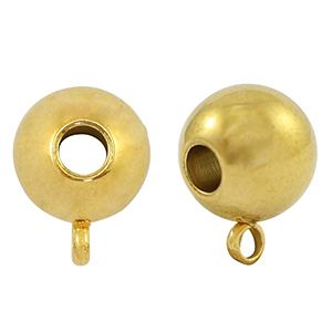 Stainless Steel - Rostfrei Stahl Perlen mit &Ouml;se 10mm Gold