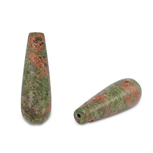 Naturstein Perlen Unakite Tropfen Pink-green